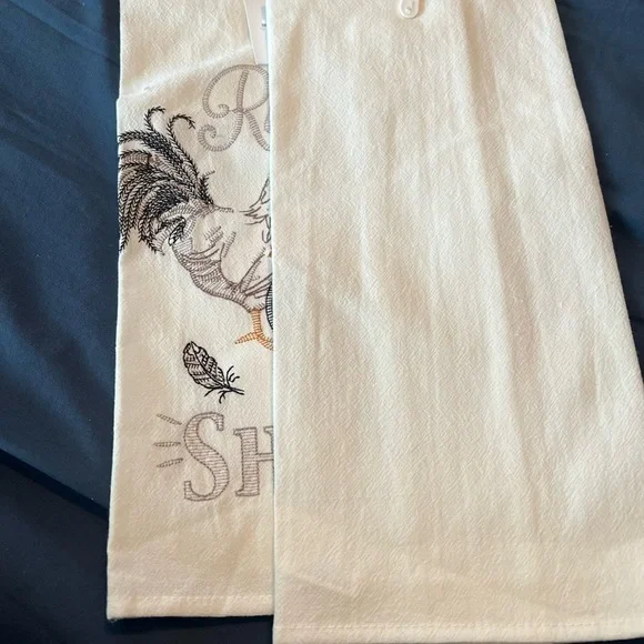 Rise & Shine embroidered white kitchen towels (2) - Picture 4 of 5